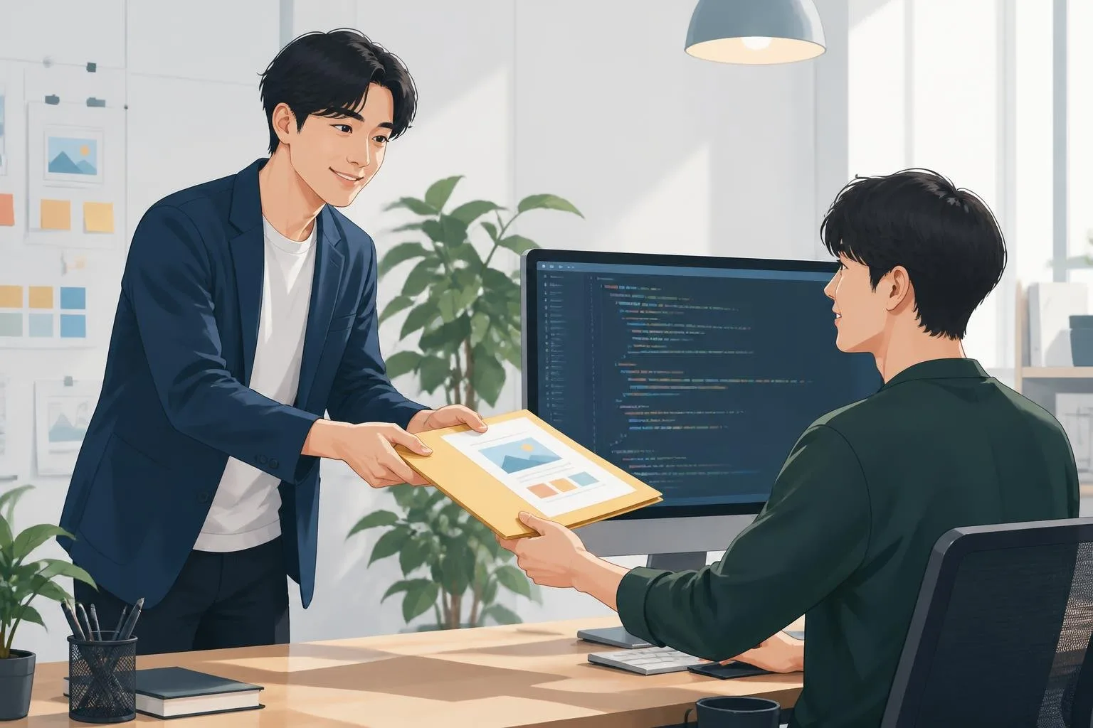デザイナーからデベロッパーへデータを渡すワークフローのイラスト