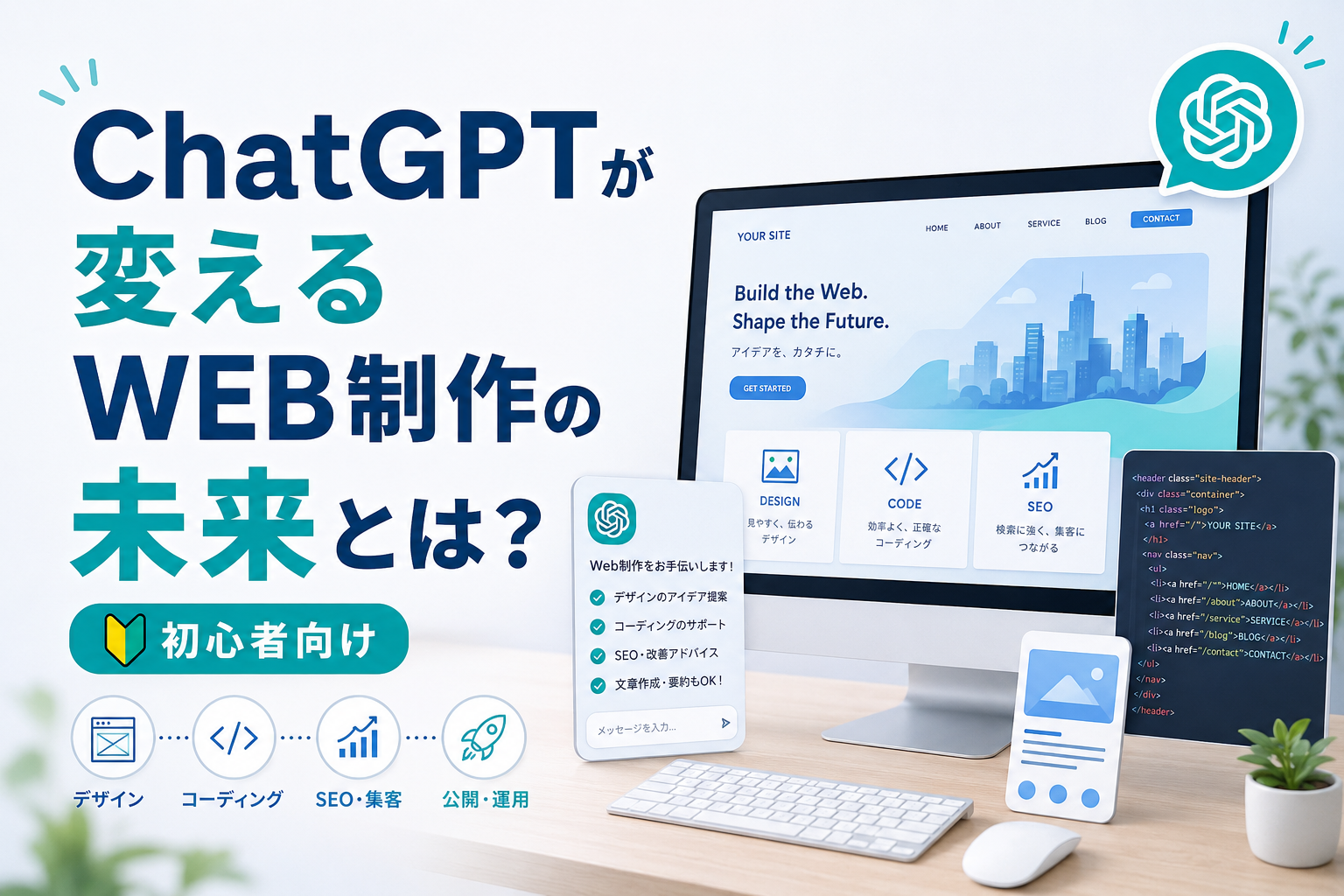 ChatGPTが変えるWEB制作の未来とは？のアイキャッチ画像