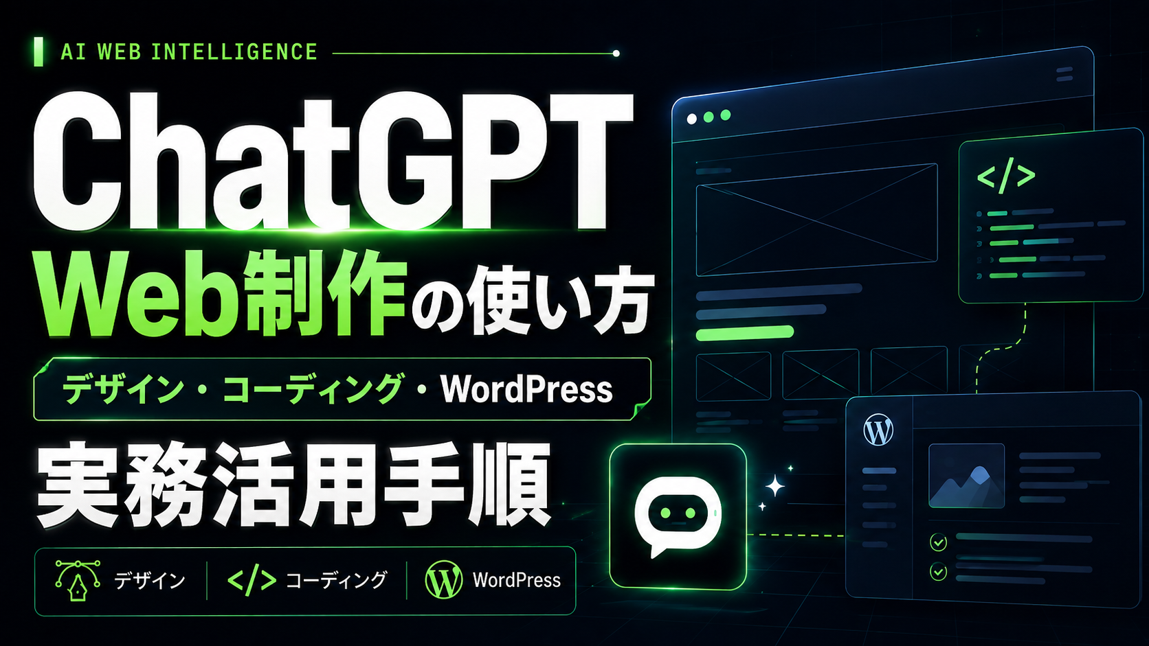 ChatGPT Web制作の使い方｜デザイン・コーディング・WordPressでの実務活用手順のアイキャッチ画像
