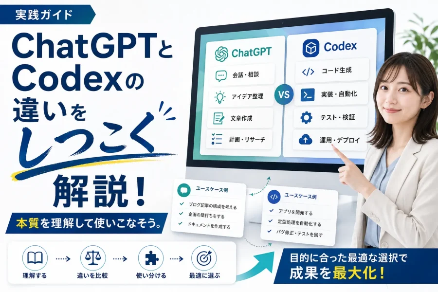 ChatGPTとCodexの違いをしつこく解説！本質を理解して使いこなそう。のアイキャッチ画像